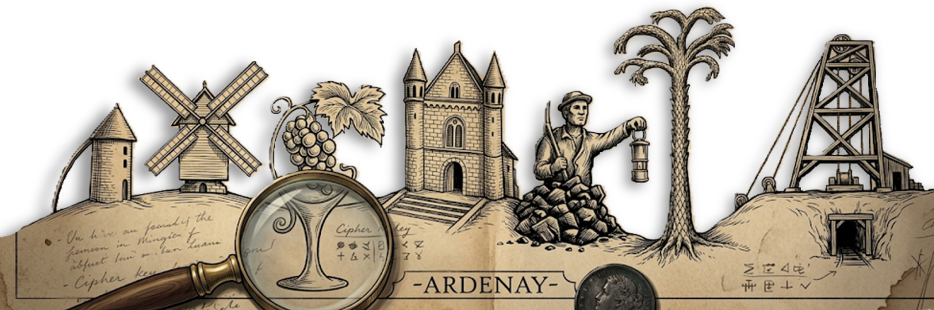 Illustration : points de repère du parcours à Ardenay